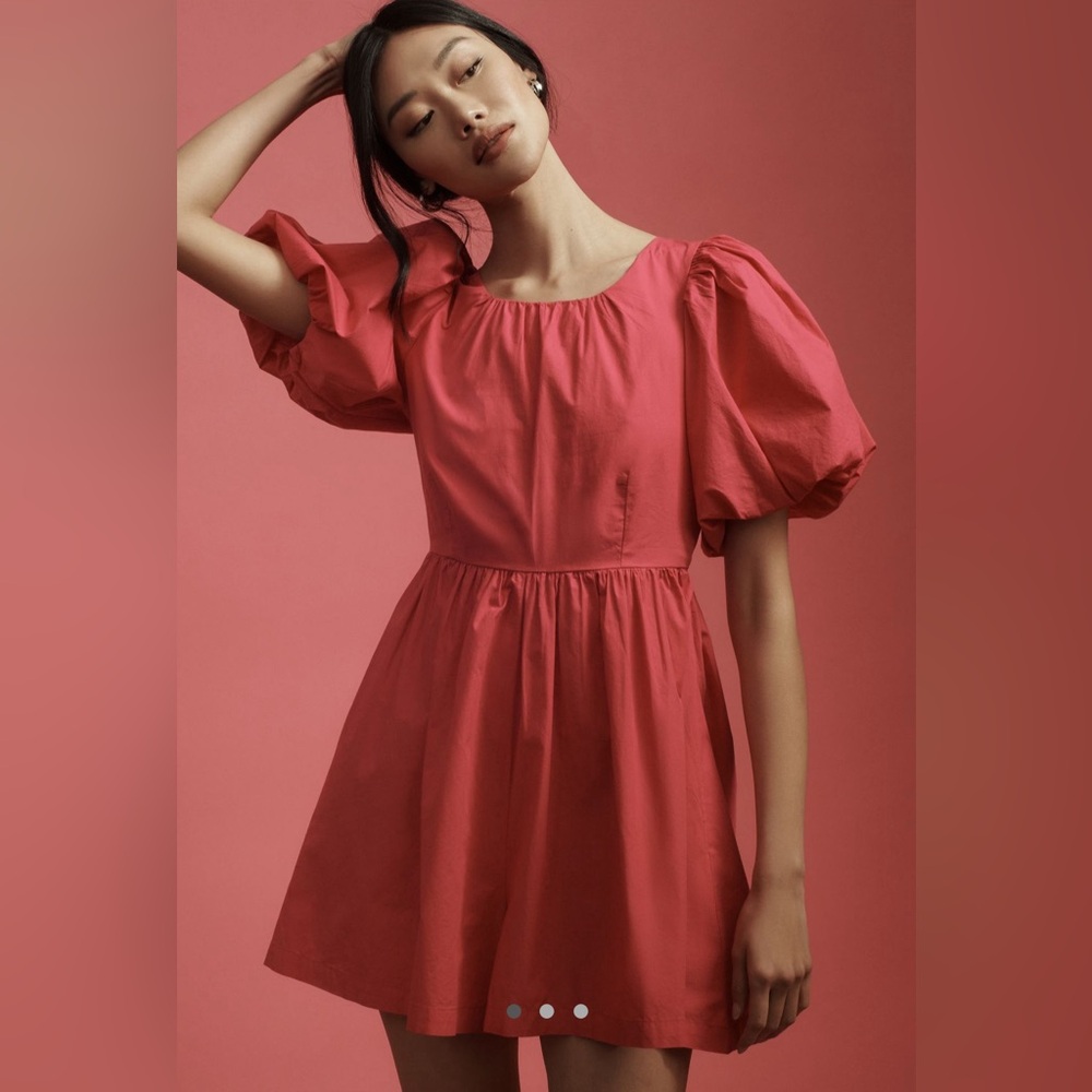 Anthropologie Puff-Sleeve Pink Romper, Size 6